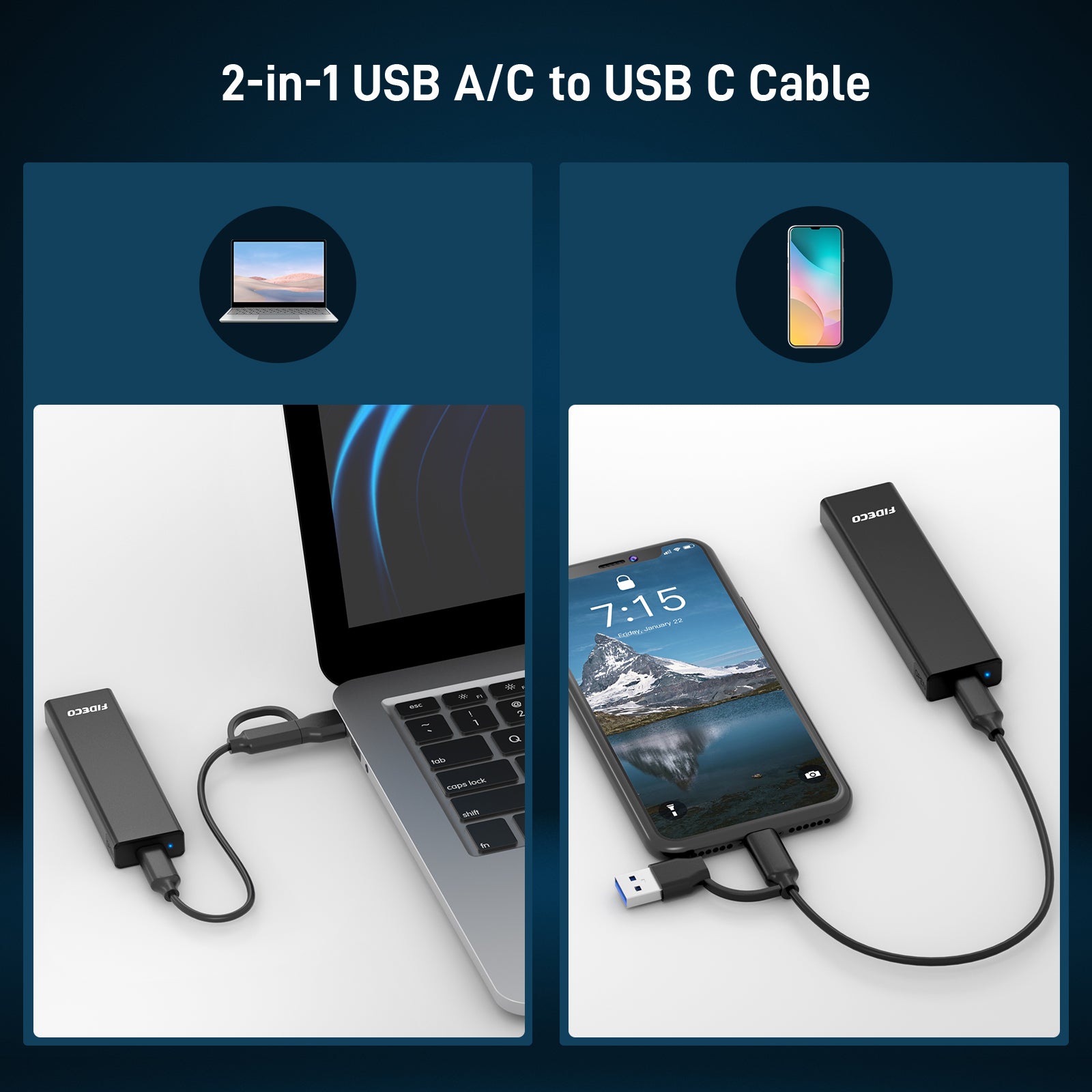 Xiaobi Portable NVMe M.2 Enclosure Tool-Free & USB-C Ultra Slim for Travel & Mobile Work