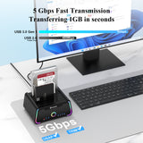 Xiaobi USB 3.0 Dual Bay HDD Docking Station for 2.5/3.5 inch SATA HDD SSD Support 18TB & Offline Clone