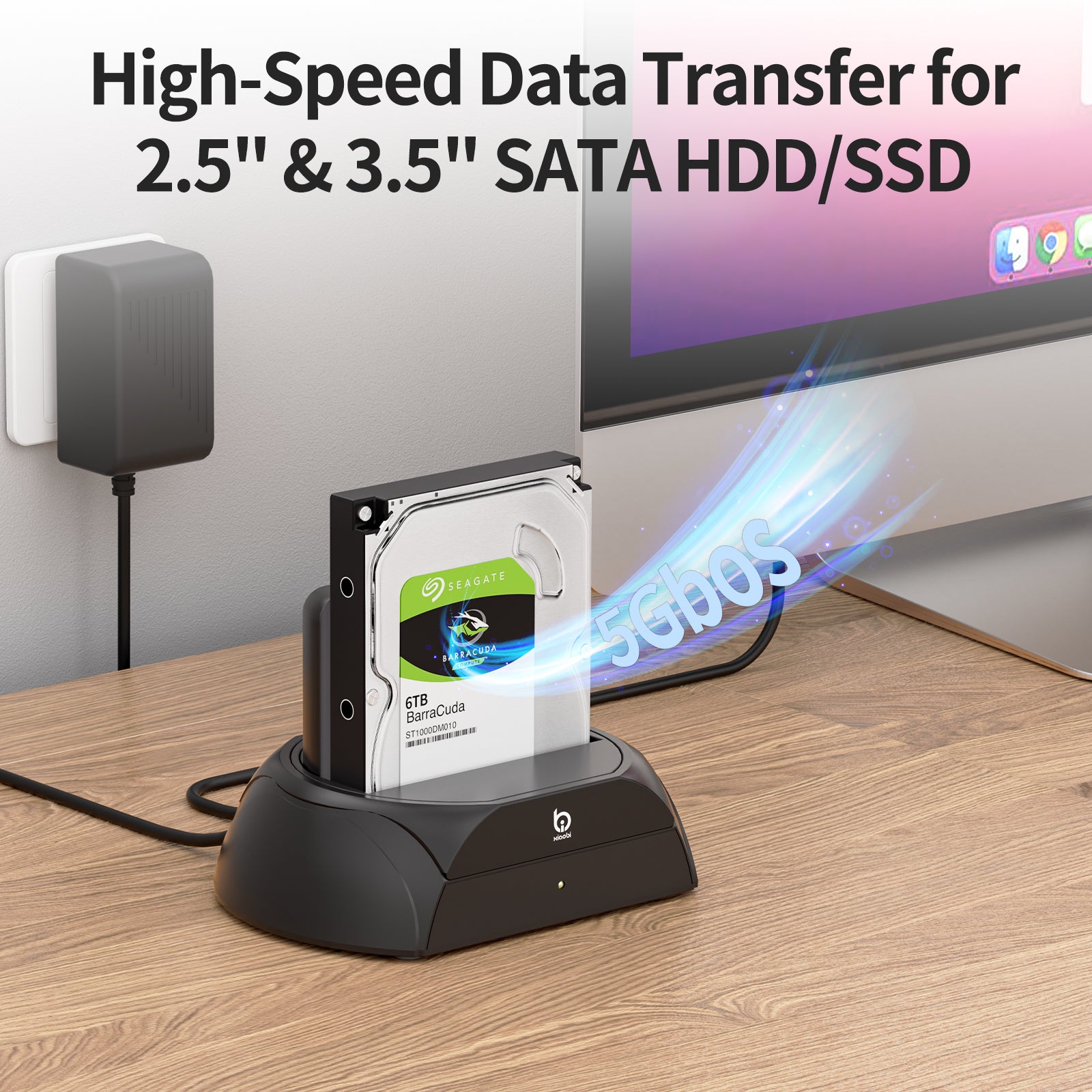 Xiaobi Hard Drive Docking Station Compatible with NVMe/SATA 2.5 3.5 inch HDD SSD with Cooling Fan