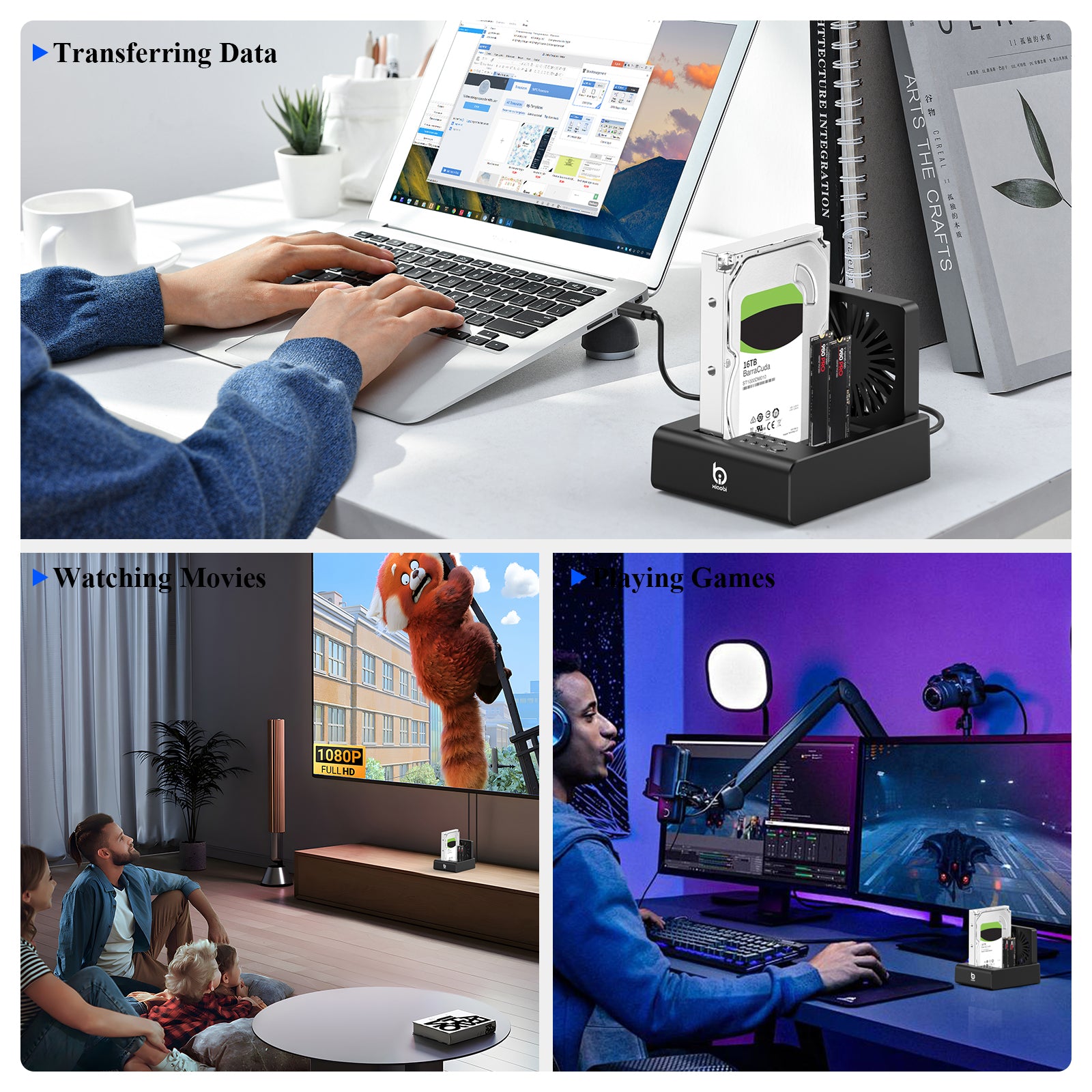 Xiaobi M.2 NVMe & SATA Hard Drive Docking Station 3 Bay Offline Clone for M.2 SSD and 3.5" HDD